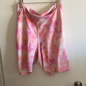 Pink Tie-Dye High-Waist Women’s Bike Shorts - XXL